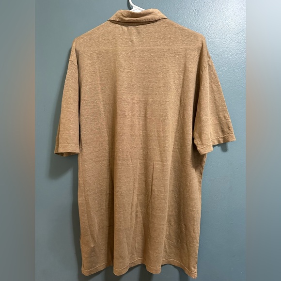Peter Millar Crown Crafted Short Sleeve Linen Polo Shirt Sand Brown Men's Size M - Picture 5 of 6